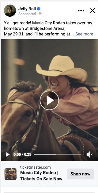 Sponsored video post from Jelly Roll's verified account