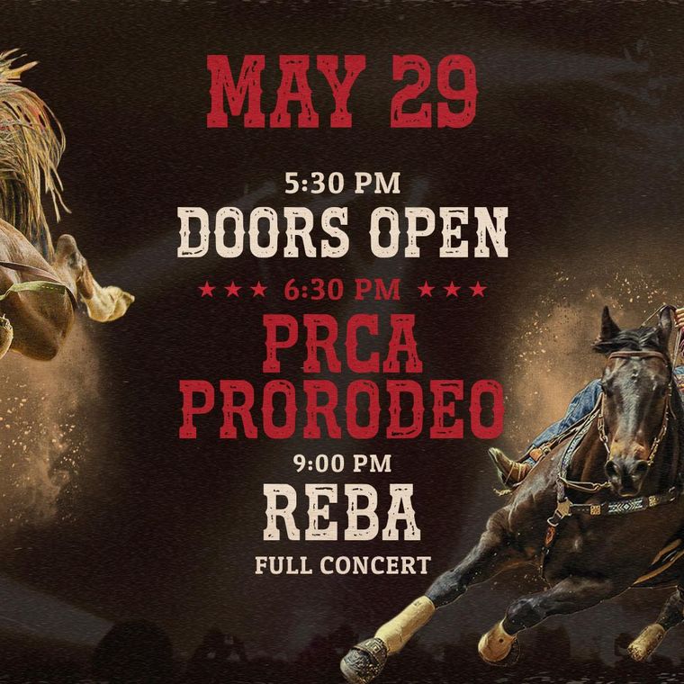 May 29 event artwork, PRCA ProRodeo and Reba