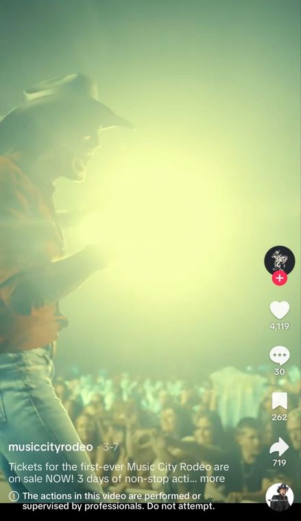 TikTok video ad from the Music City Rodeo account